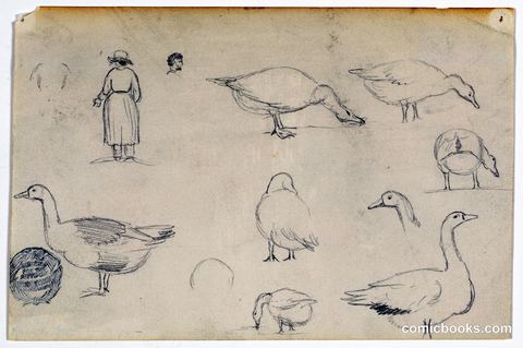 Geese Sketches with Figures, East Hampton, New York