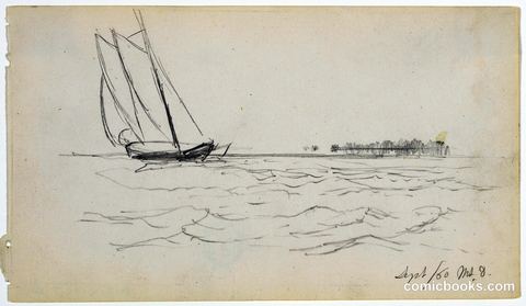 Schooner Riding Waves off Mt. Desert Island, Maine