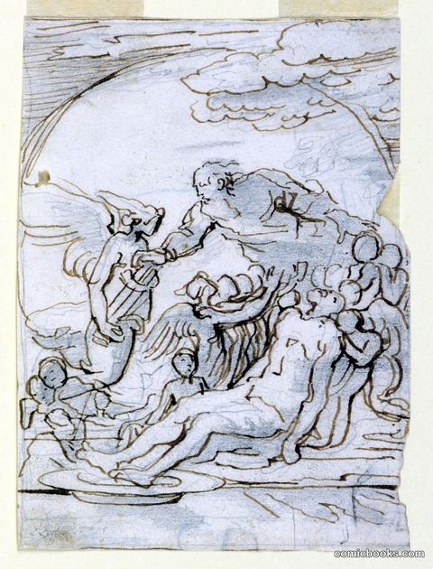 Sketch with Heavenly Figures