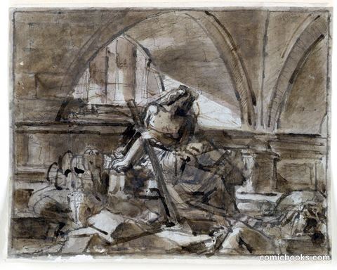 Sketch, Seated Allegory in Architectural Setting