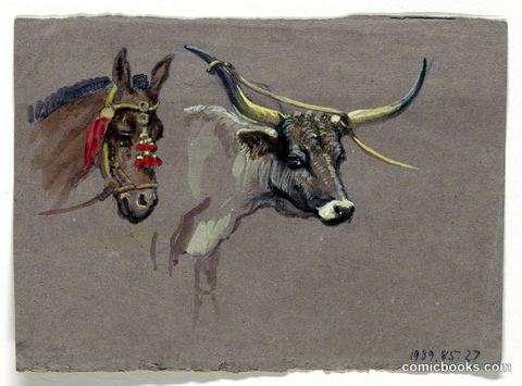 Studies of Animal Heads: Mule and Ox