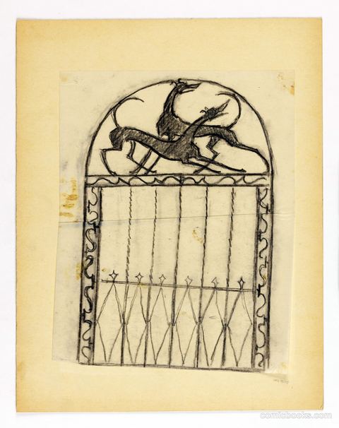 Design for a Gate, Two Hounds