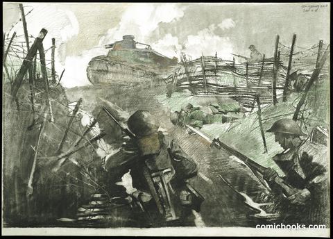 American Infantry Advancing with Tanks near Essey