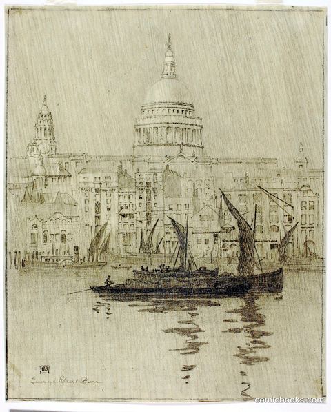 Untitled (transfer drawing for Misty Day, Paul's Wharf, London)