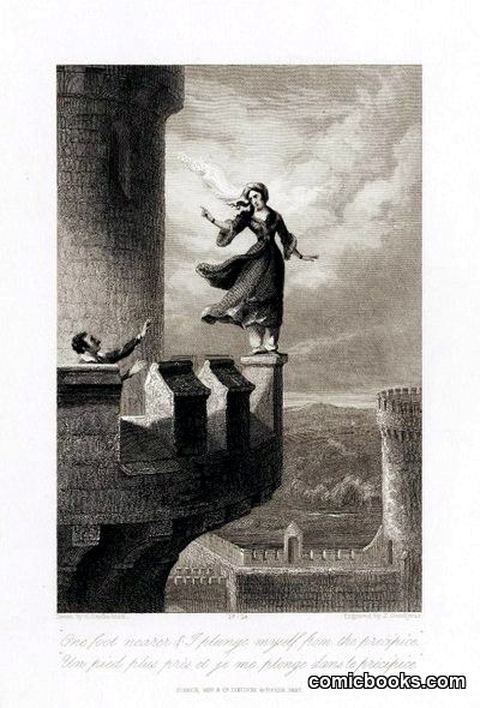 Steel Engraving After George Cruikshank: Scene from Ivanhoe