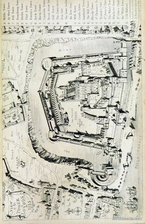 View of the Tower of London, 1555 (from a mid-19th-century illustrated history)