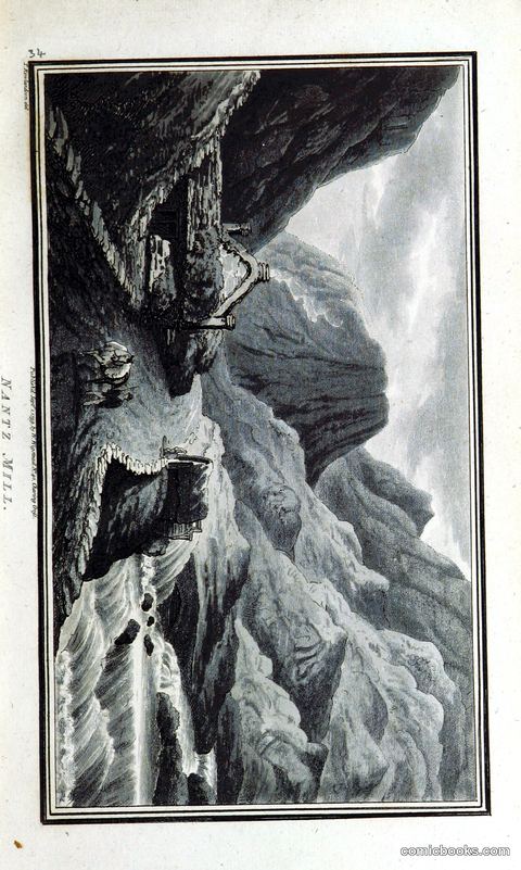 Precipitous Rock Face with Waterfall and Iron Ladder