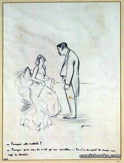 Caricature with Seated Figure and Standing Man (attr. Forain, 1894)