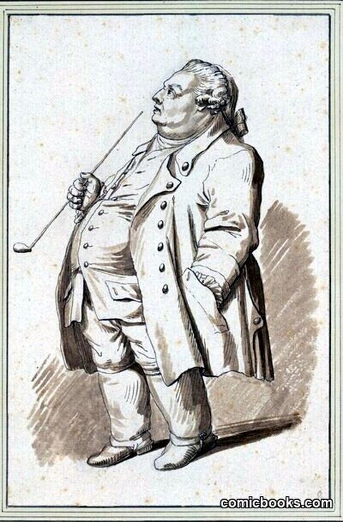 Caricature of Saxon Legation Councilor Johann Heinrich Kauderbach