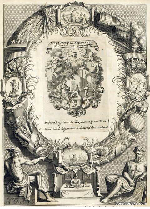 Title Page with the Stock Exchange Stall, or Forecourt of Quinquenpoix