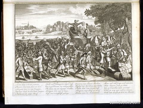 De triomferende Harlekijn en de Actionisten (The Triumphing Harlequin and the Stockjobbers)
