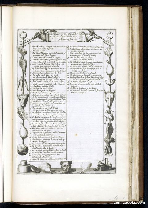 Register van de prenten in Het Groote Tafereel der Dwaasheid (Index of Prints in The Great Mirror of Folly)