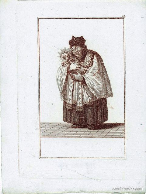 Priest Embracing Monstrance with Skull
