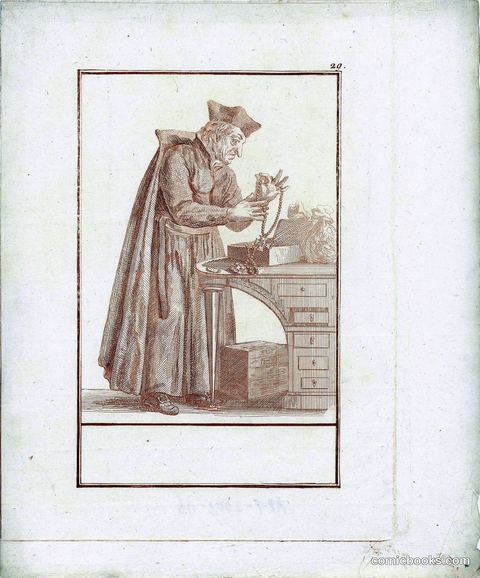 Monk Examining Jewelry