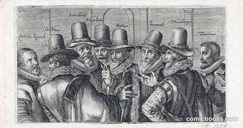 Spotprent op Johan van Oldenbarnevelt en zijn medestanders
