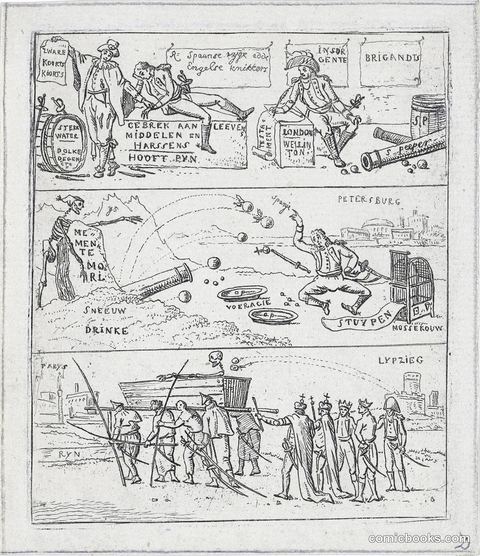 Dutch Satirical Print on Napoleonic Defeats