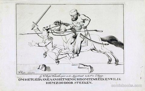 Napoleon door een kozak doorstoken