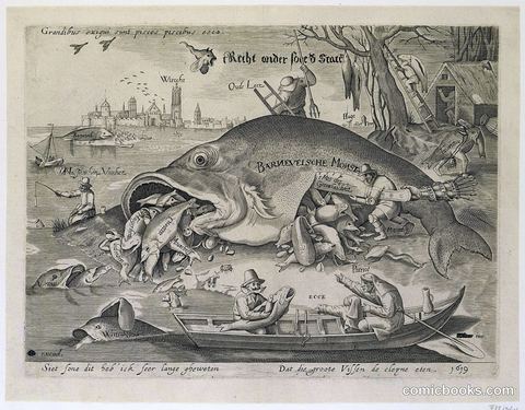 The Great Fish Eat the Small Fish (Political Allegory of Oldenbarnevelt's Fall)