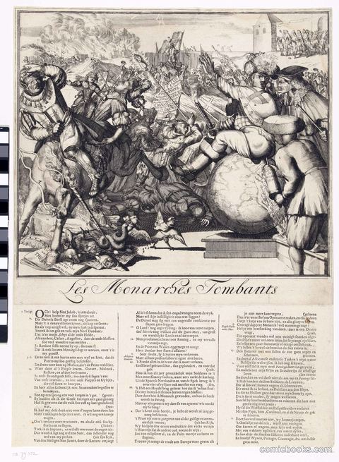 The Fall of Monarchs (Spotprent op de val van Jacobus II en de wankele positie van Lodewijk XIV)