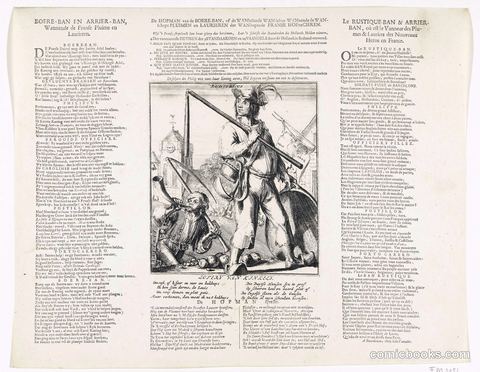 Spotprent op de Franse boerensoldaten [Satirical Print on French Peasant Soldiers]