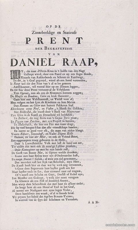 Funeral Satire on Daniel Raap