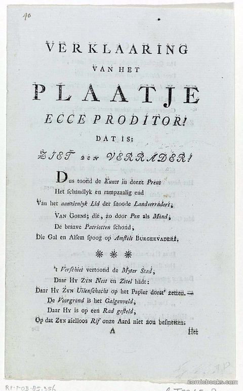 Explanation of the Political Satire on Rijklof Michael van Goens