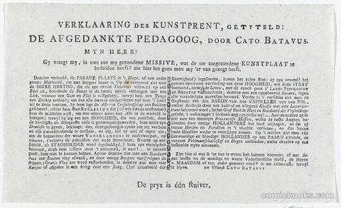 Verklaring der Kunstprent, getyteld: De Afgedankte Pedagoog, door Cato Batavus