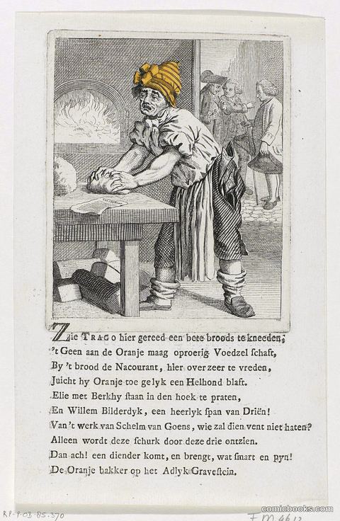 Spotprent op de Leidse bakker Adriaan Trago