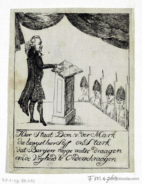 Spotprent op de patriotse professor F.A. van der Marck