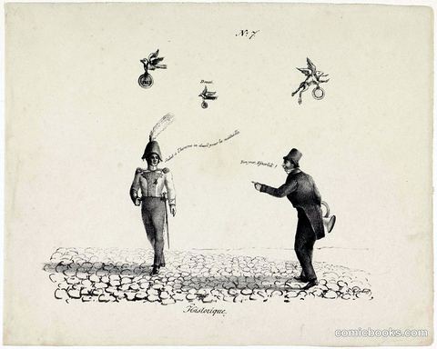 Historical Satire: Military and Civilian Figures, circa 1829