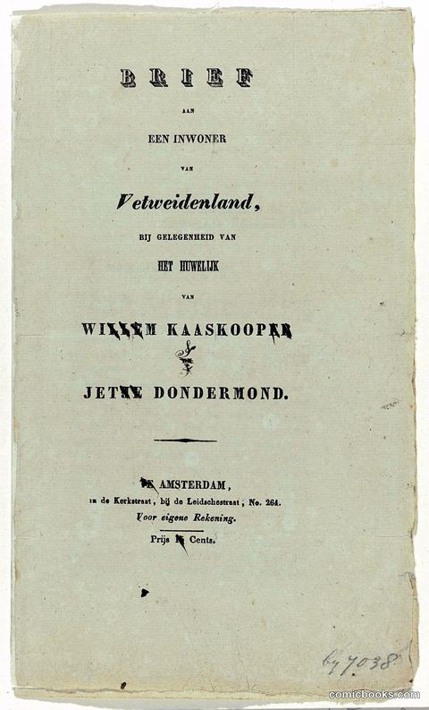 Brief to an Inhabitant of Exile Land: On the Marriage of His Majesty Willem Kaaskooper
