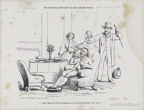 Dutch Political Cartoon on Bad Summer Weather, 1860