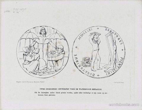 Two Rejected Designs for a Charity Medal Commemorating the Flood