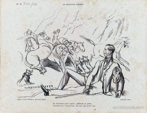 Spotprent naar aanleiding van de aankoop van een schilderij van Verboeckhoven