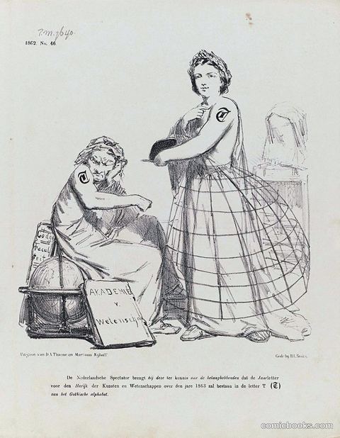 Spotprent met de letter T (Letter T Satire Print)