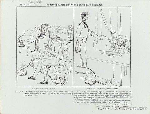 Dutch Political Cartoon: New Parliament Members, 1864