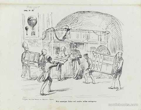 Dutch Political Cartoon on Nadar's Balloon Ascent, Amsterdam