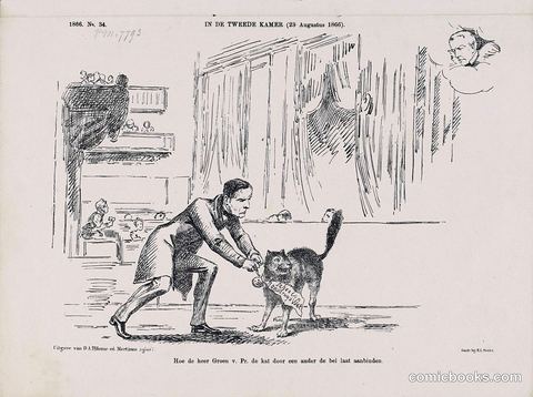 Mr. Groen and the Cat (Political Cartoon)