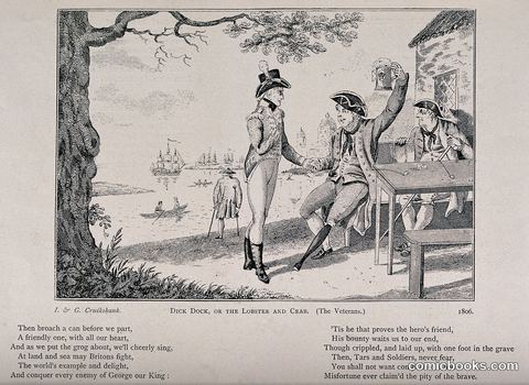 Two naval veterans drinking to the future outside a seaside inn, with an accompanying poem
