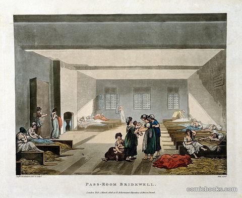 Pass-Room, Bridewell: Interior with Women and Children