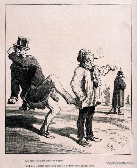 A Boy Smokes a Prussian Cigar While a Furious Frenchman Delivers His Own Reply
