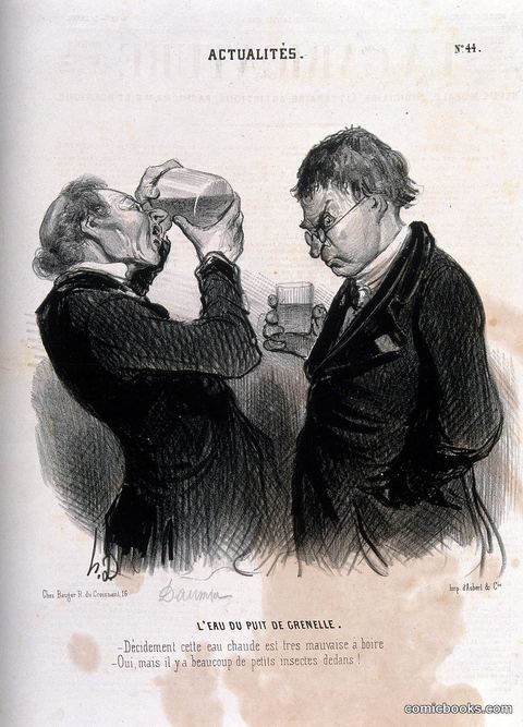 Two gentlemen inspect the water from the new Artesian well in Grenelle, just outside Paris