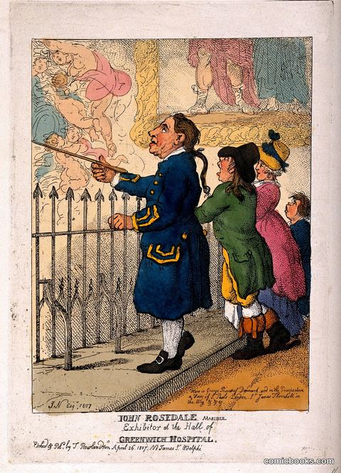 A Greenwich Pensioner Showing the Thornhill Decorations in the Painted Hall