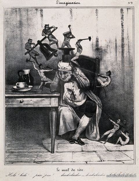 Devils Besiege a Man's Head, Symbolising Headache