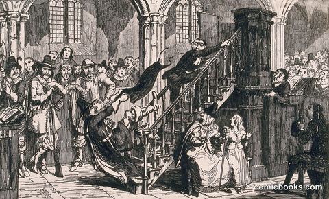 A Man Falls from the Pulpit Stairs