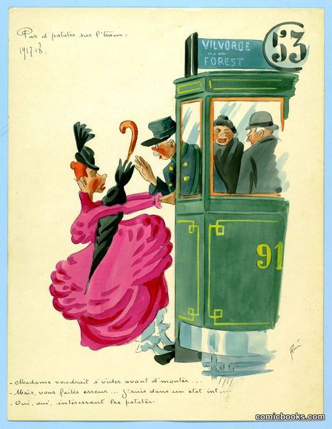 A Lady Boarding the Tram