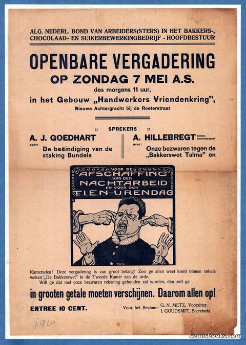 Public Meeting Announcement with Labor Caricature