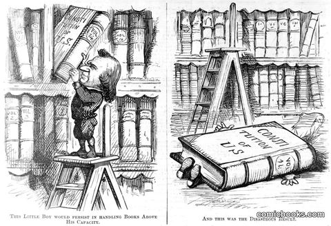 This Little Boy Would Persist in Handling Books Above His Capacity