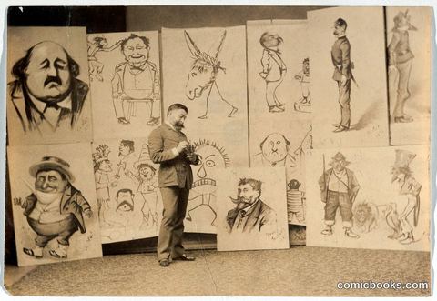Thomas Nast Among His Caricatures