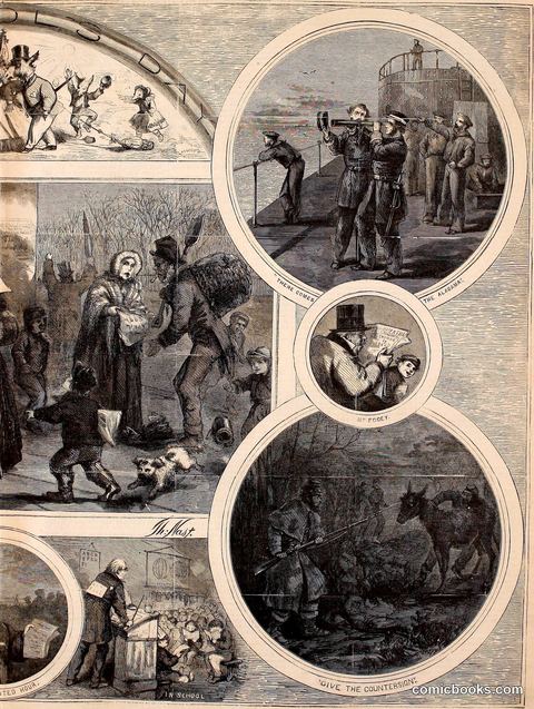 'There Comes the Alabama' and Other Scenes — Thomas Nast Composite Plate